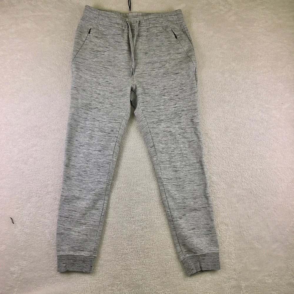 On The Byas Mens Small Grey Space Dye Knit Joggers Zipper Pockets Tapered Pants